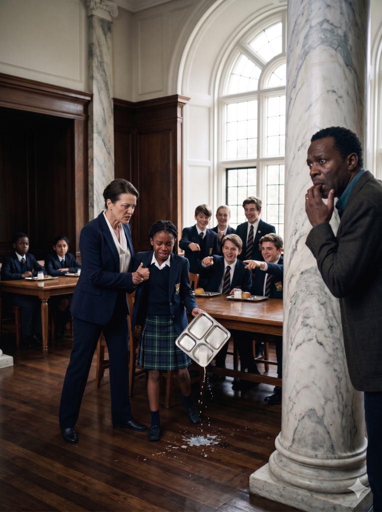I slipped into my daughter’s $45k private school… what the cafeteria manager made her do stopped me cold.