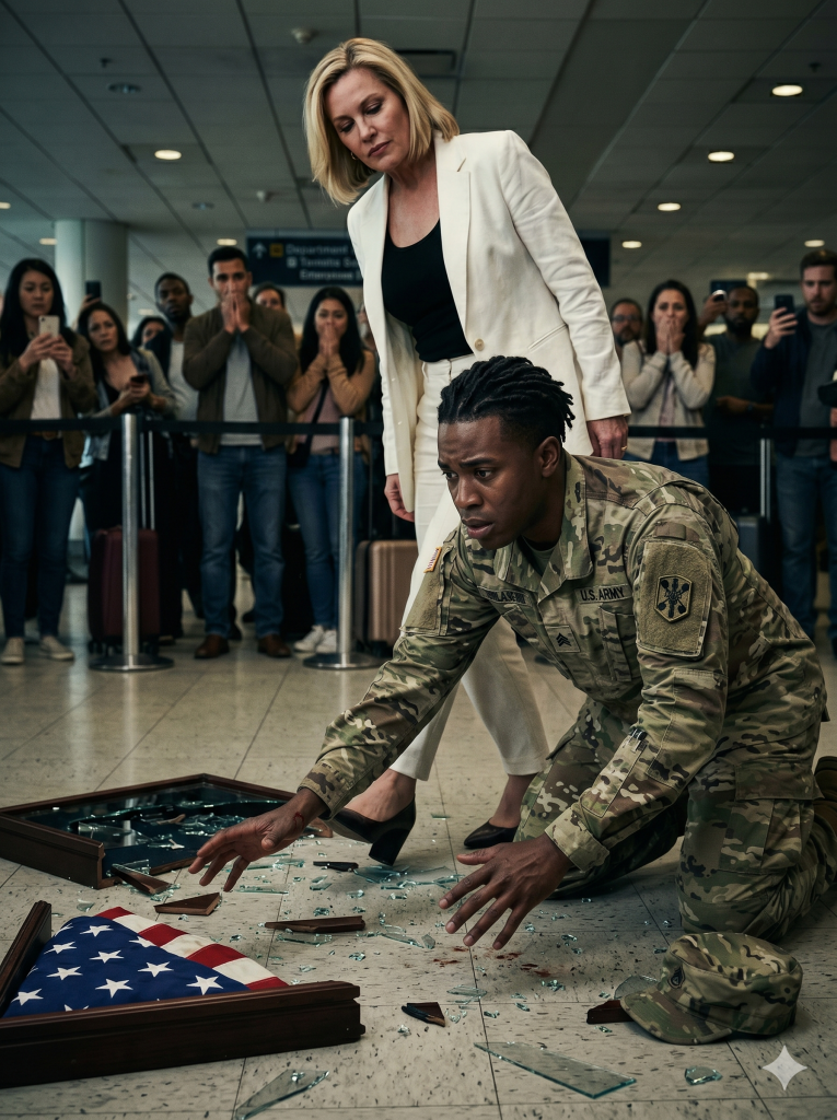 “Clean Your Dead Man’s Mess!”—she hissed, kicking a veteran’s folded flag. Seven minutes later, a VIP stranger delivered swift, brutal payback…