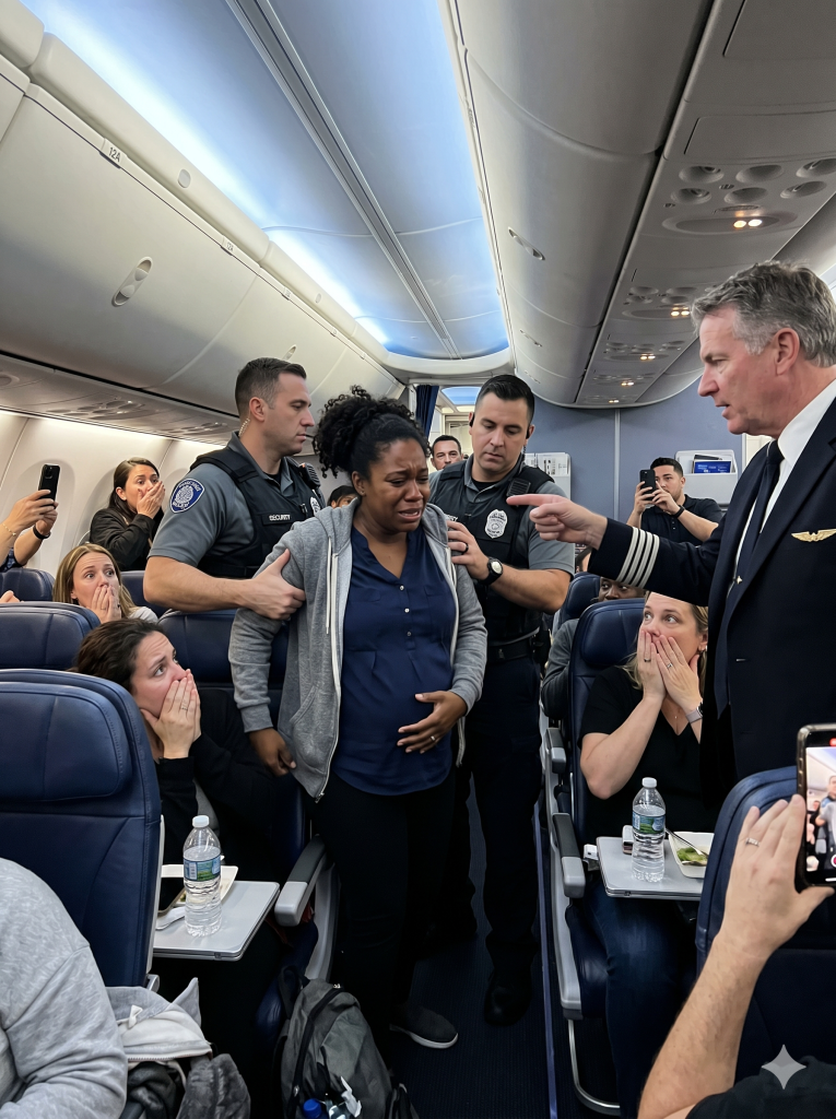 7 months pregnant and yanked from my seat… until the pilot emerged and the whole cabin froze.