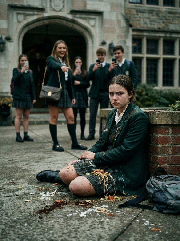 The school bully dumped rotting trash on the “orphan”… she had no idea my billionaire father was watching.
