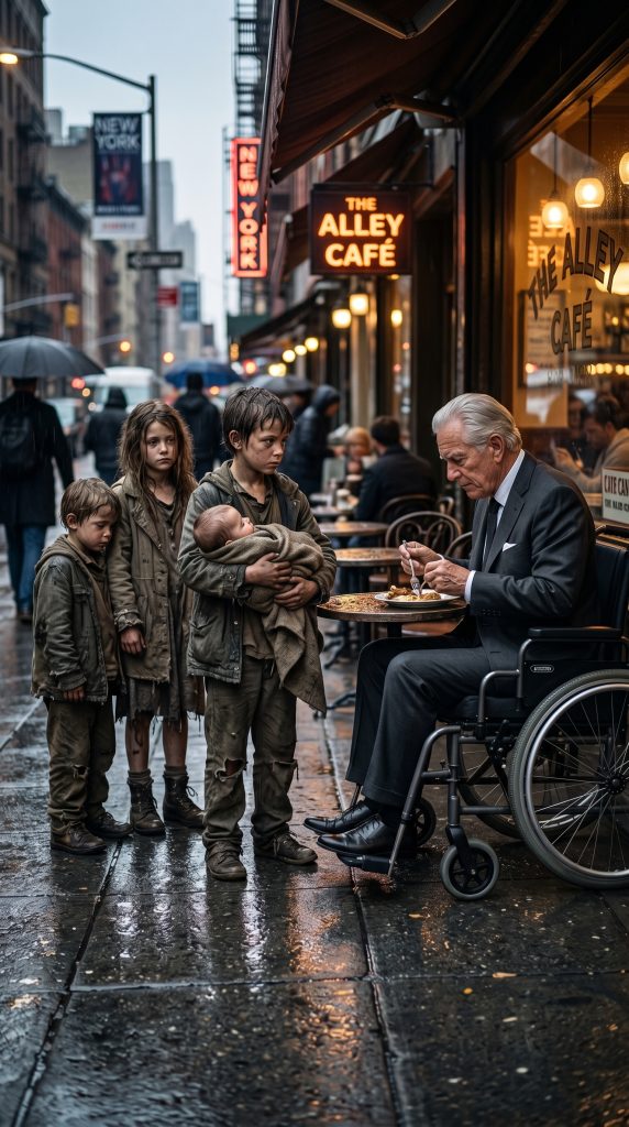 The cafe sidewalk was loud with the kind of life that never stops for anyone.