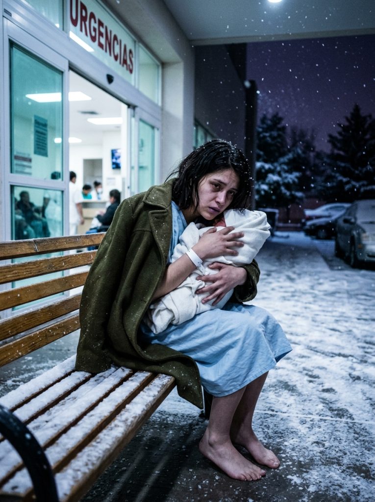 She Was Discharged… But I Found Her Barefoot In The Cold, Holding Her Newborn Son Like She Was Running From Something Terrible.