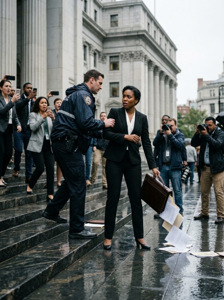 They Pushed Her on the Courthouse Steps… Unaware They Were Humiliating the Woman Who Would Decide Their Fate an Hour Later
