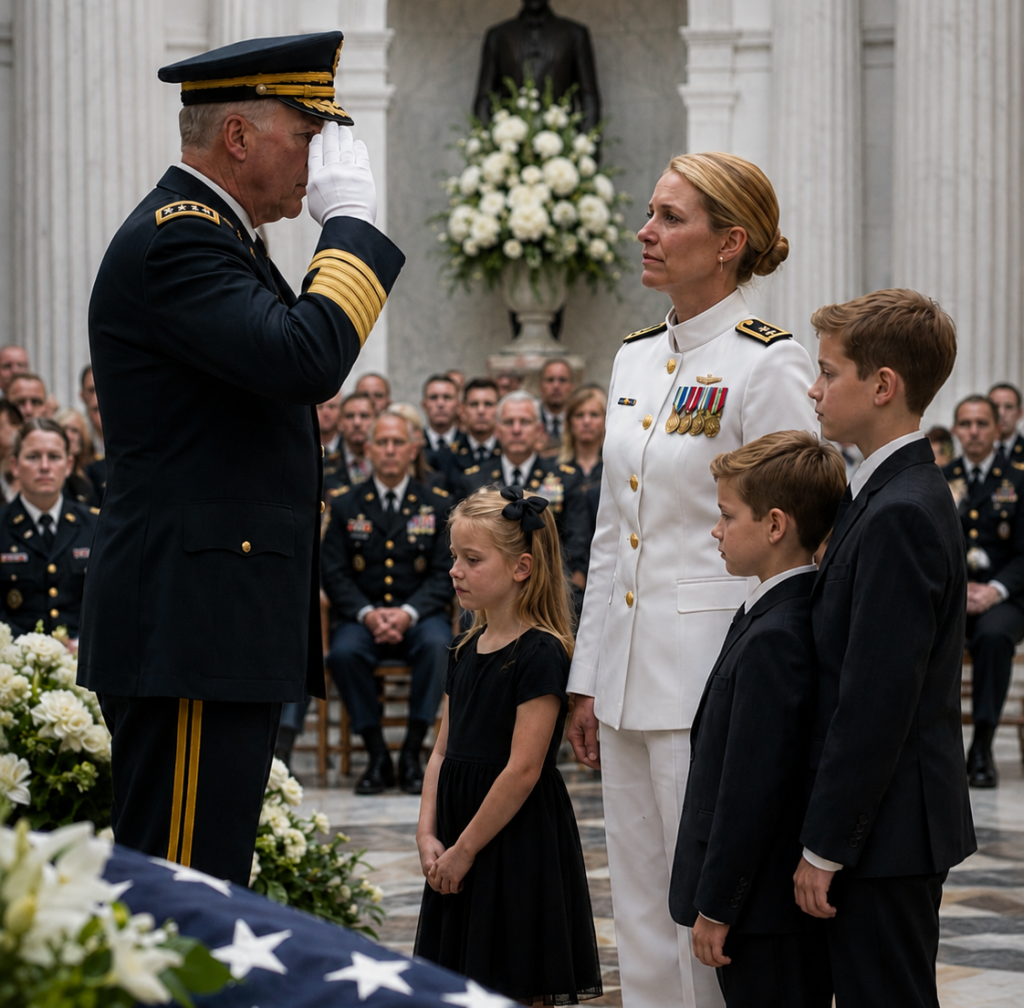 At my ex-husband’s military funeral, his pregnant mistress was treated as the widow—until the general walked past her, approached me, and saluted me and my triplets, exposing a truth that left everyone stunned.