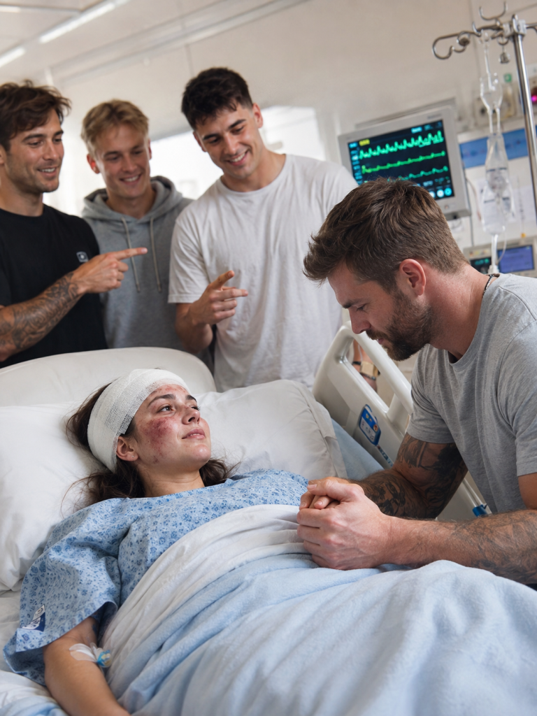 The three wealthy young men who sm.a.s.h.ed her daughter’s face m0cked her… until they discovered who the silent man standing by her bedside was.